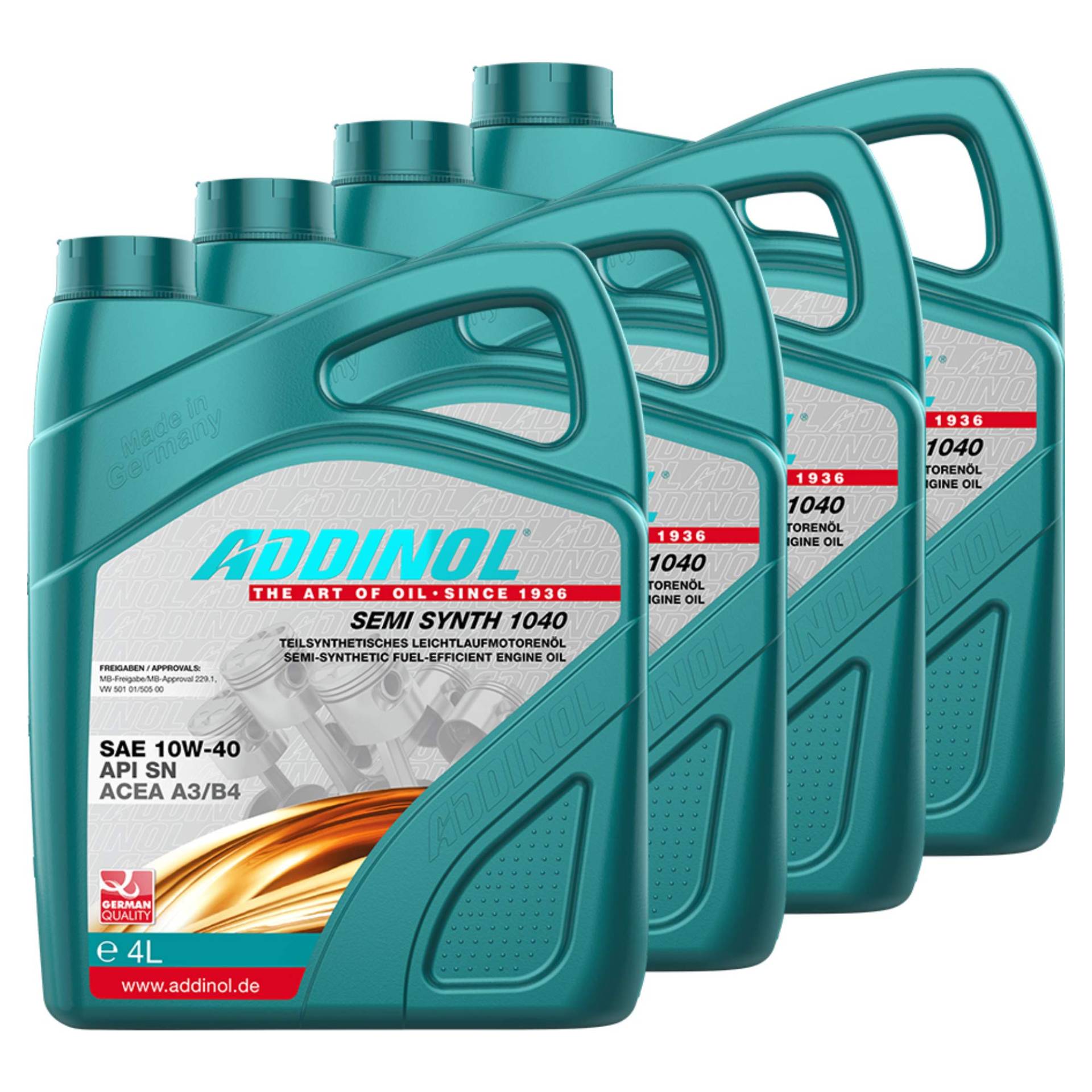 4X Addinol Motoröl Motorenöl Motor Motoren Motor Oil Engine Oil Benzin Diesel 10W-40 Semi Synth 1040 5L 72098481 von Addinol