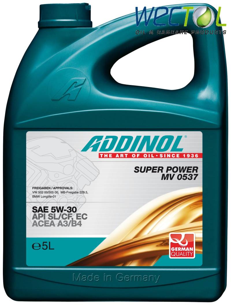 ADDINOL SUPER POWER MV 0537 5W-30 A3/B4 Motorenöl, 5 Liter von ADDINOL