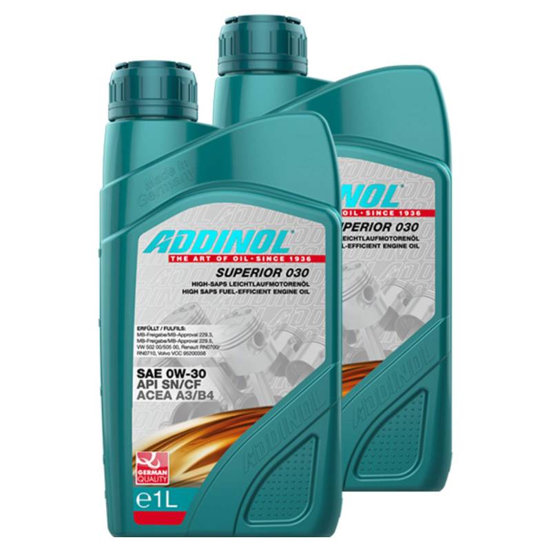 Addinol 2X Motoröl Motorenöl Motor Motoren Motor Oil Engine Oil Benzin Diesel 0W-30 Superior 030 1L 72097807 von Addinol