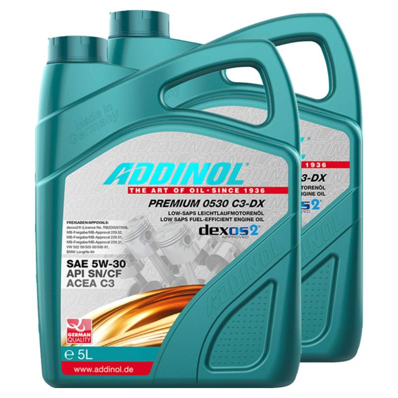 Addinol 2X Motoröl Motorenöl Motor Motoren Motor Oil Engine Oil Benzin Diesel 5W-30 Premium 0530 C3-Dx 5L 72213181 von Addinol