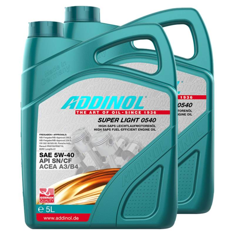 Addinol 2X Motoröl Motorenöl Motor Motoren Motor Oil Engine Oil Benzin Diesel 5W-40 Super Light 0540 5L 72097781 von WESKEY