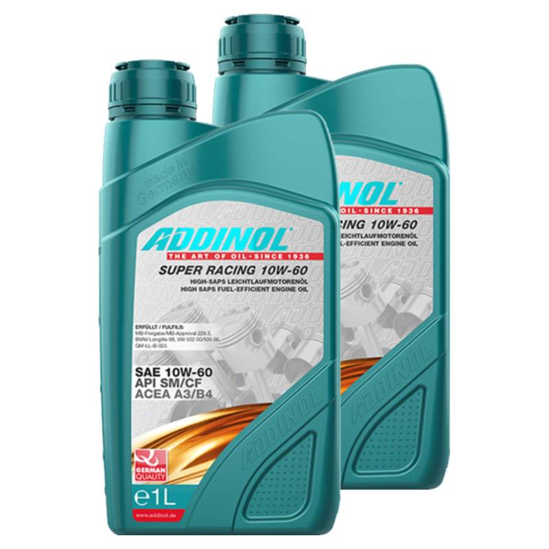 Addinol 2X Motoröl Motorenöl Motor Motoren Motor Oil Engine Oil Benzin Diesel Super Racing 10W-60 1L 72313707 von Addinol