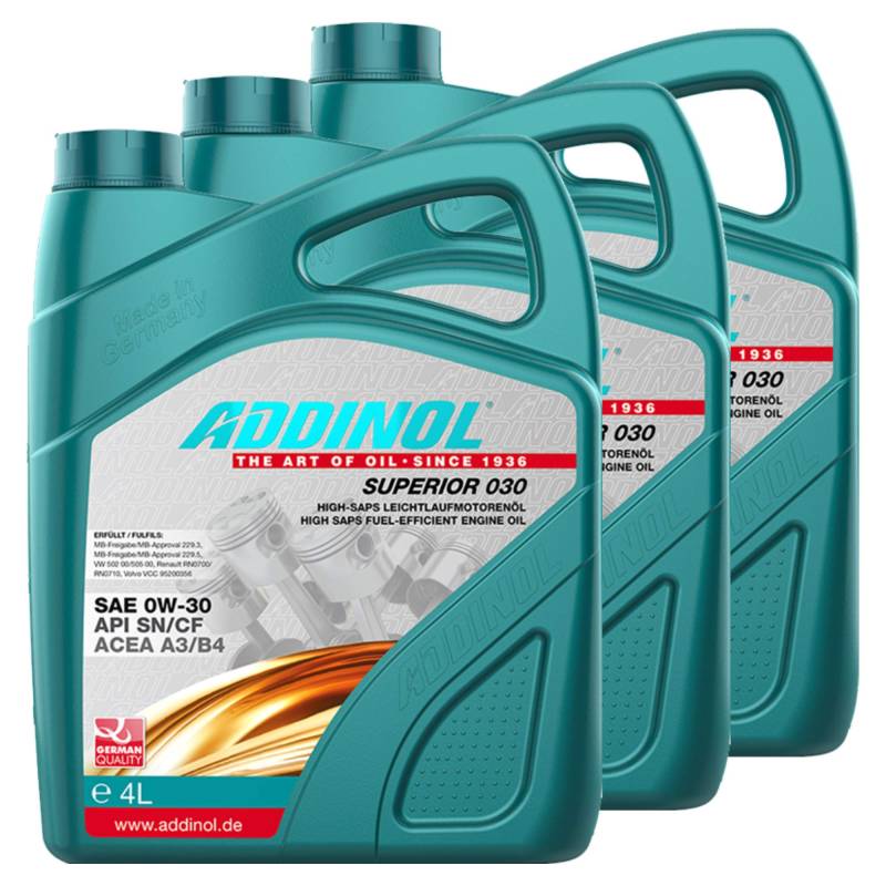 Addinol 3X Motoröl Motorenöl Motor Motoren Motor Oil Engine Oil Benzin Diesel 0W-30 Superior 030 4L 72097825 von Addinol