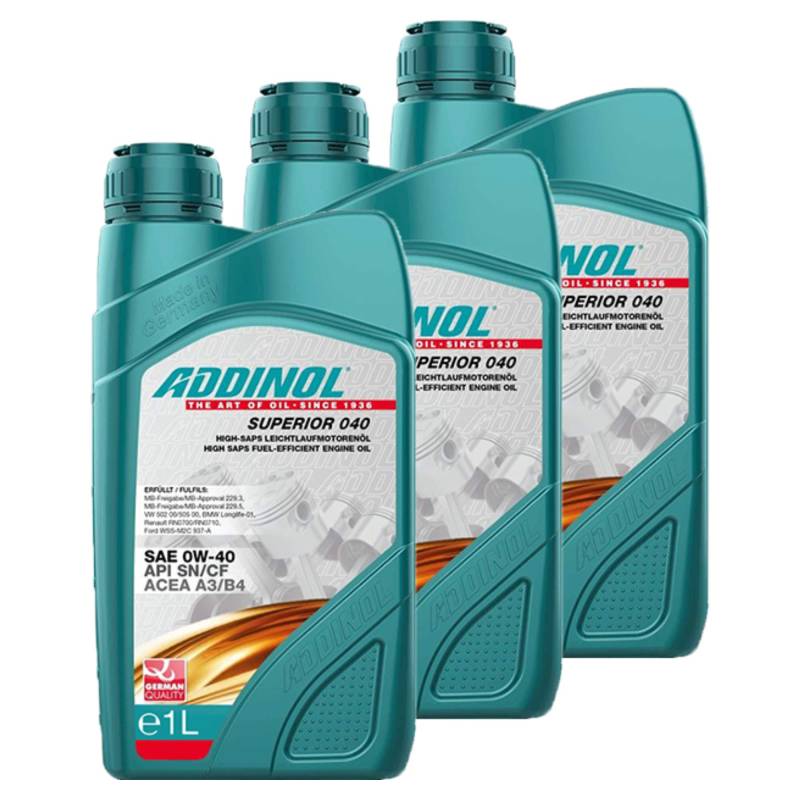 Addinol 3X Motoröl Motorenöl Motor Motoren Motor Oil Engine Oil Benzin Diesel 0W-40 Superior 040 1L 72097907 von Addinol