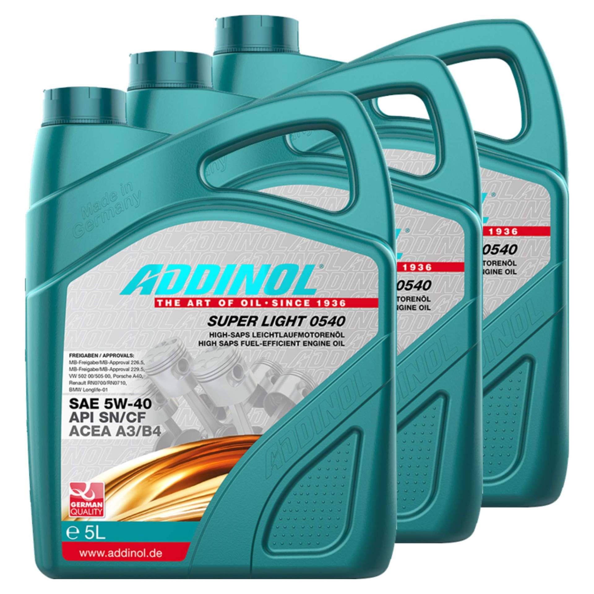 Addinol 3X Motoröl Motorenöl Motor Motoren Motor Oil Engine Oil Benzin Diesel 5W-40 Super Light 0540 5L 72097781 von Addinol