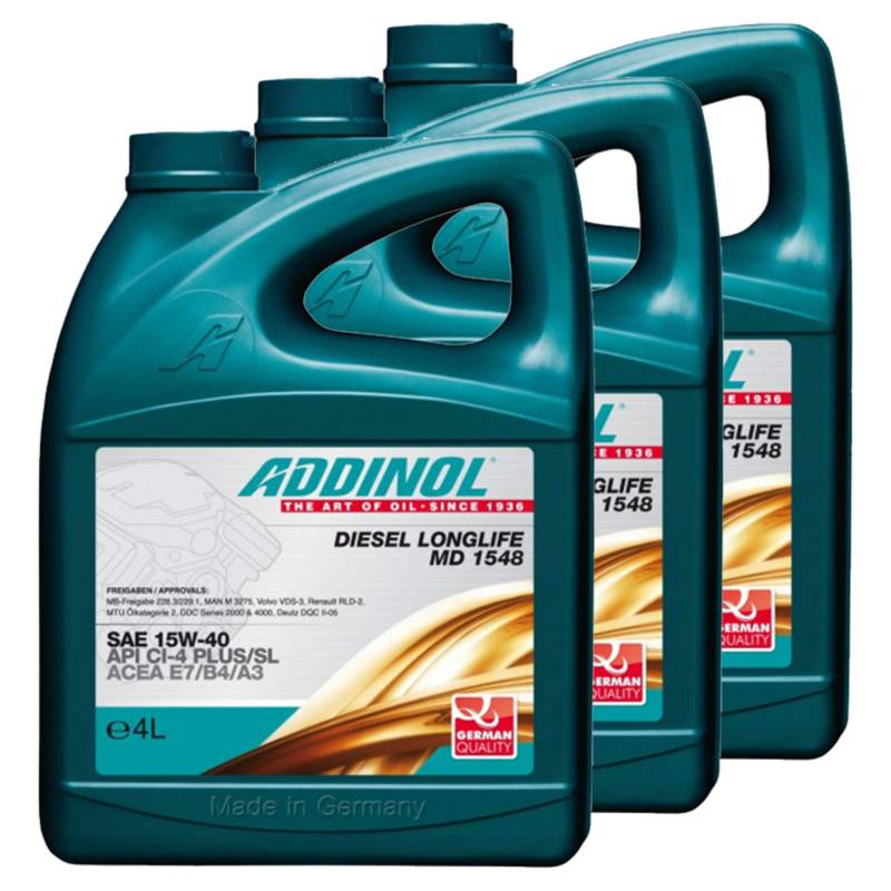 Addinol 3X Motoröl Motorenöl Motor Motoren Motor Oil Engine Oil Diesel 15W-40 Diesel Longlife Md 1548 4L 72211025 von Addinol