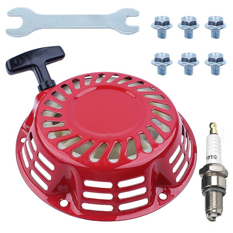 Seilzugstarter Kit für HONDA GX200 GX160 GX140 GX120 168F und 5.5HP - 6.5HP Benzinmotoren, ADEFOL Rücklaufstarter mit Schrauben Zündkerze Reversierstarter Zubehör Seilzug Starter von Adefol