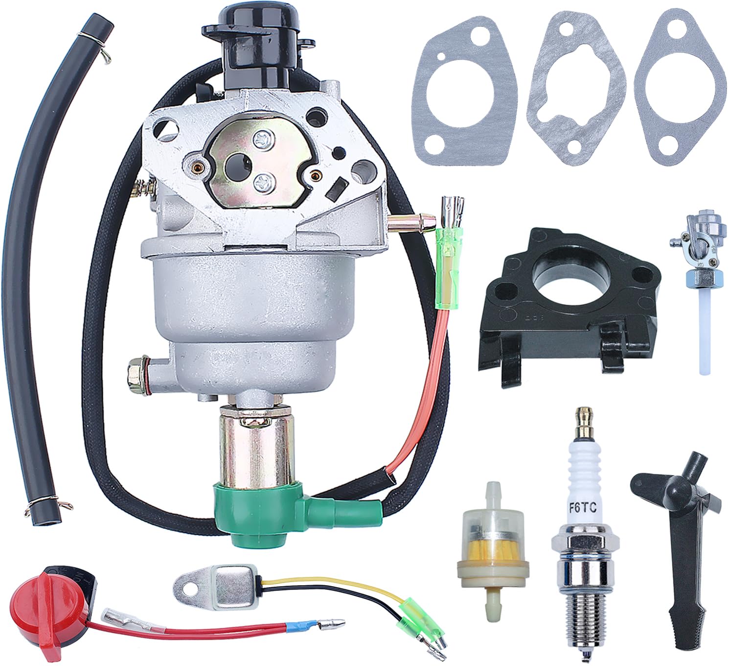 Vergaser Kit für Honda GX390 GX340 Serie, ADEFOL Vergaser mit Zündkerze Dichtung Filter Ersatzteile Universeller Vergaser für 8HP 9HP 11HP 13HP Generator/Motor Zubehör von Adefol