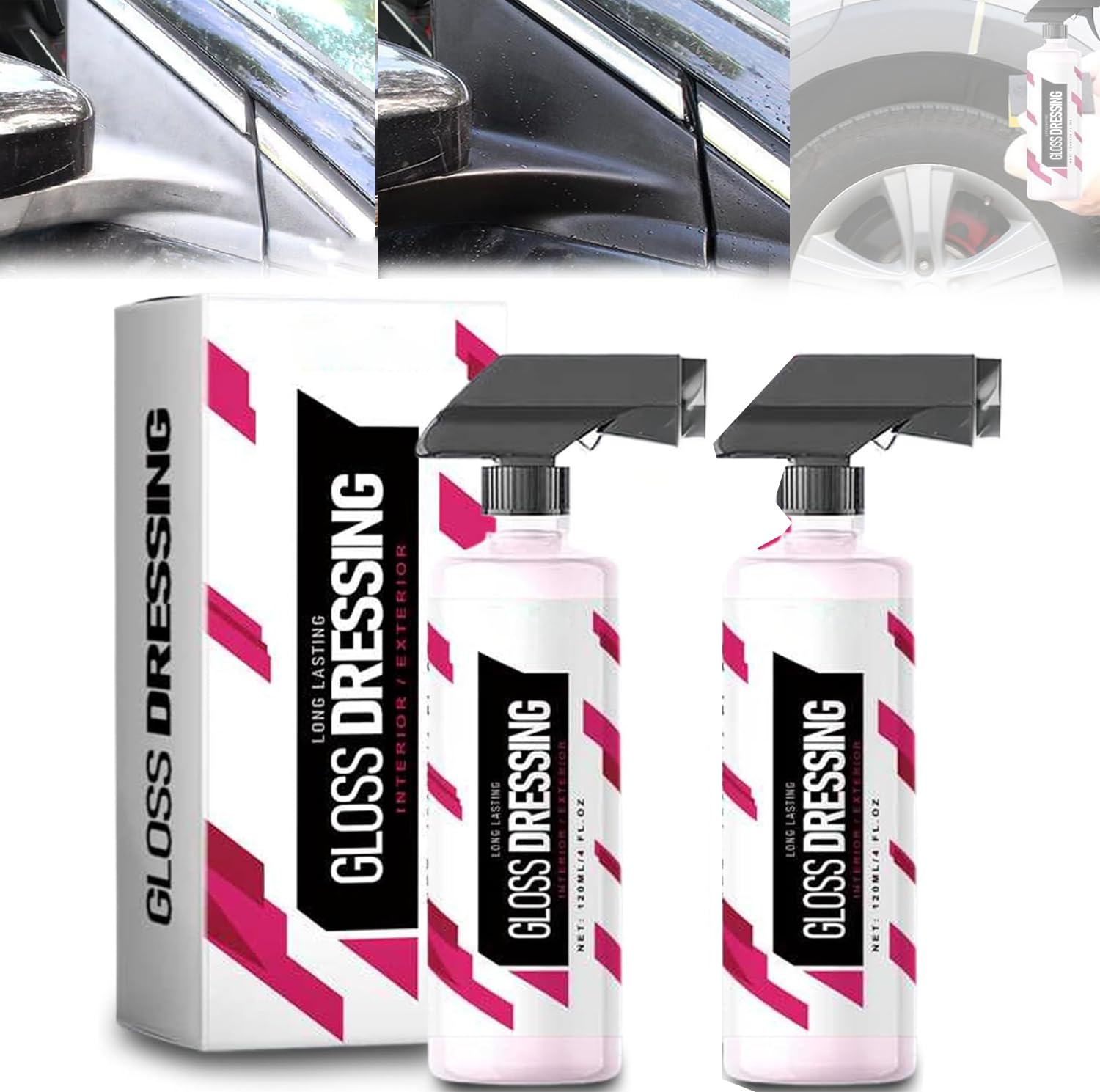 Aderpmin Gloss Dressing - Plastic, Trim & Tire Dressing - Restore Faded Plastics, Gloss Dressing Spray, Car Gloss Dressing, Gloss Dressing for Plastic, Car Interior Cleaner Suit for All Cars (2Pcs) von Aderpmin