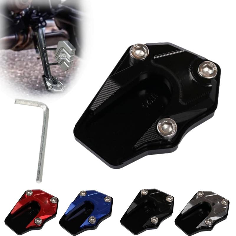 Motorrad Kickstand Fuß Seitenständer Verlängerung Pad, Motorrad Kickstand Fuß Seitenständer Verlängerung Pad Stützplatte, Motorrad Kickstand Fußplatte Extender Zubehör, Motorrad Pads (Schwarz) von Aderpmin