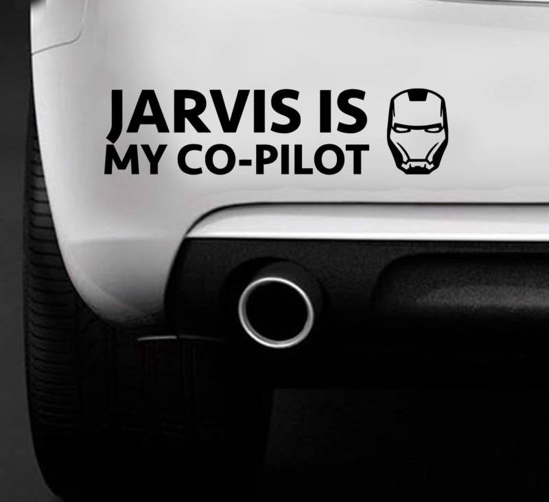 Aufkleber "Jarvis is my co-pilot" für Auto und Motorrad (schwarz) von Adesivi Compulsivi