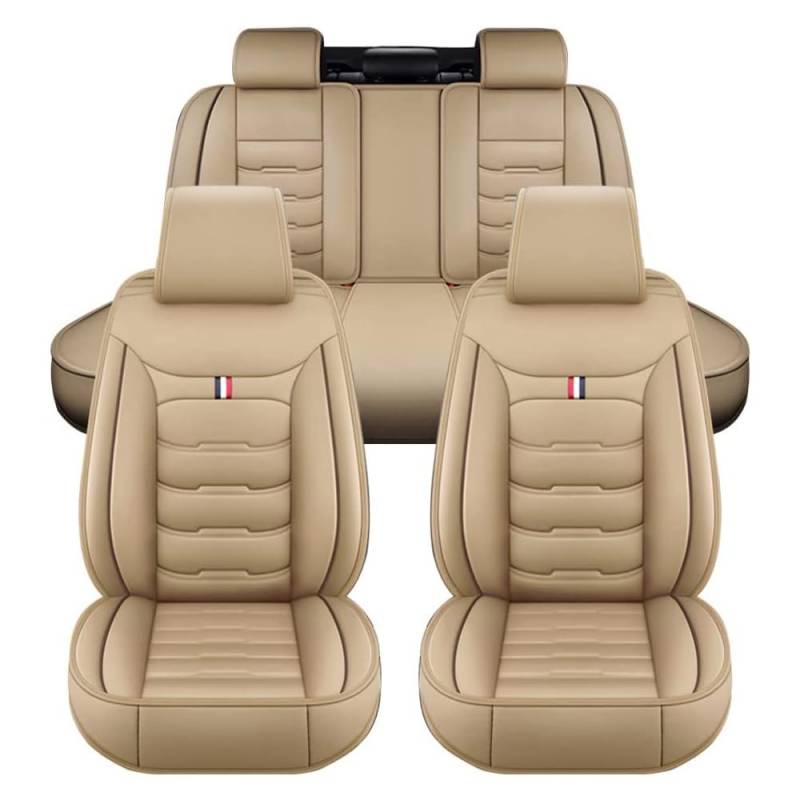 AdiNas Autositzbezüge Sets für Mercedes ML 270,ML 300, ML 320, ML 350, Leder wasserdichte Auto Sitzbezüge Autositzschoner Universal Auto Sitzkissen Schonbezüge,Beige/A-Standard_Set von AdiNas