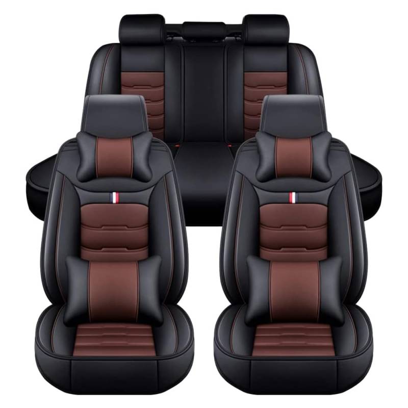 AdiNas Autositzbezüge Sets für Opel Crossland/Grandland X/Insignia, Leder wasserdichte Auto Sitzbezüge Autositzschoner Universal Auto Sitzkissen Schonbezüge,Black_Coffee/A-Luxurious_Set von AdiNas