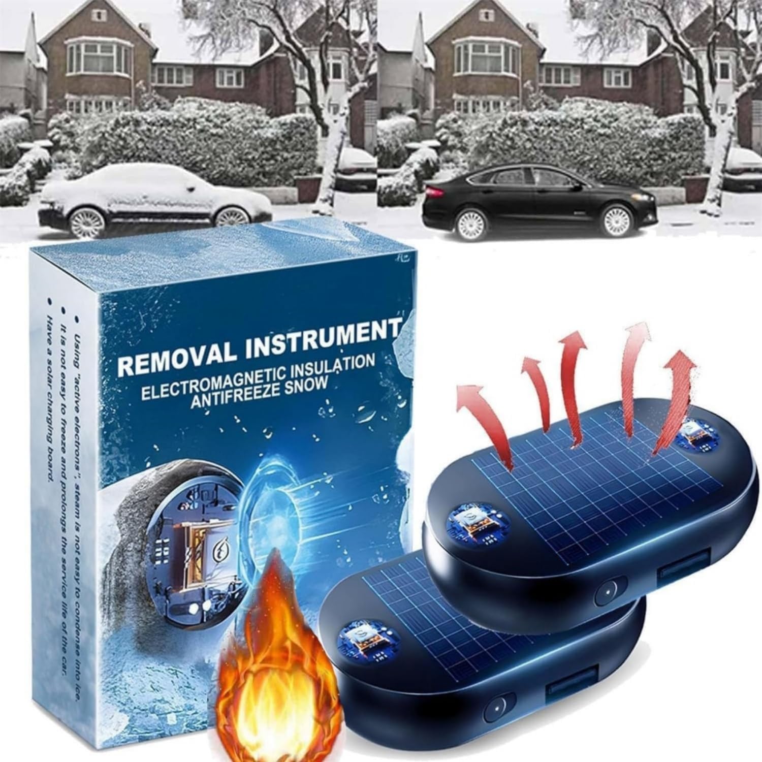 Auto Enteiser,Frostschutz Schnee Entferner,Anti-Freeze Electromagnetic Car Snow Removal Device, Solar-Elektromagnetische molekulare Störung Frost- und Schnee-Entferner (2 Pcs) von Adius