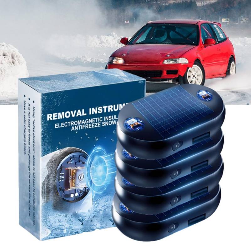 Auto Enteiser,Frostschutz Schnee Entferner,Anti-Freeze Electromagnetic Car Snow Removal Device, Solar-Elektromagnetische molekulare Störung Frost- und Schnee-Entferner (4 Pcs) von Adius