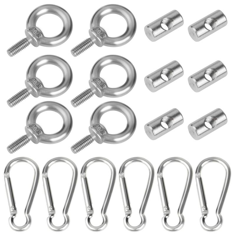 Adiwo Stopper für Kederschiene,6 Stück Edelstahl Kederstopper 6mm mit 6 Stück Karabiner Vorzelt Stopper Kederstopper Vorzelt Stopper Haken Kederleiste für Kederschiene Wohnwagen Wohnmobi Campervan von Adiwo