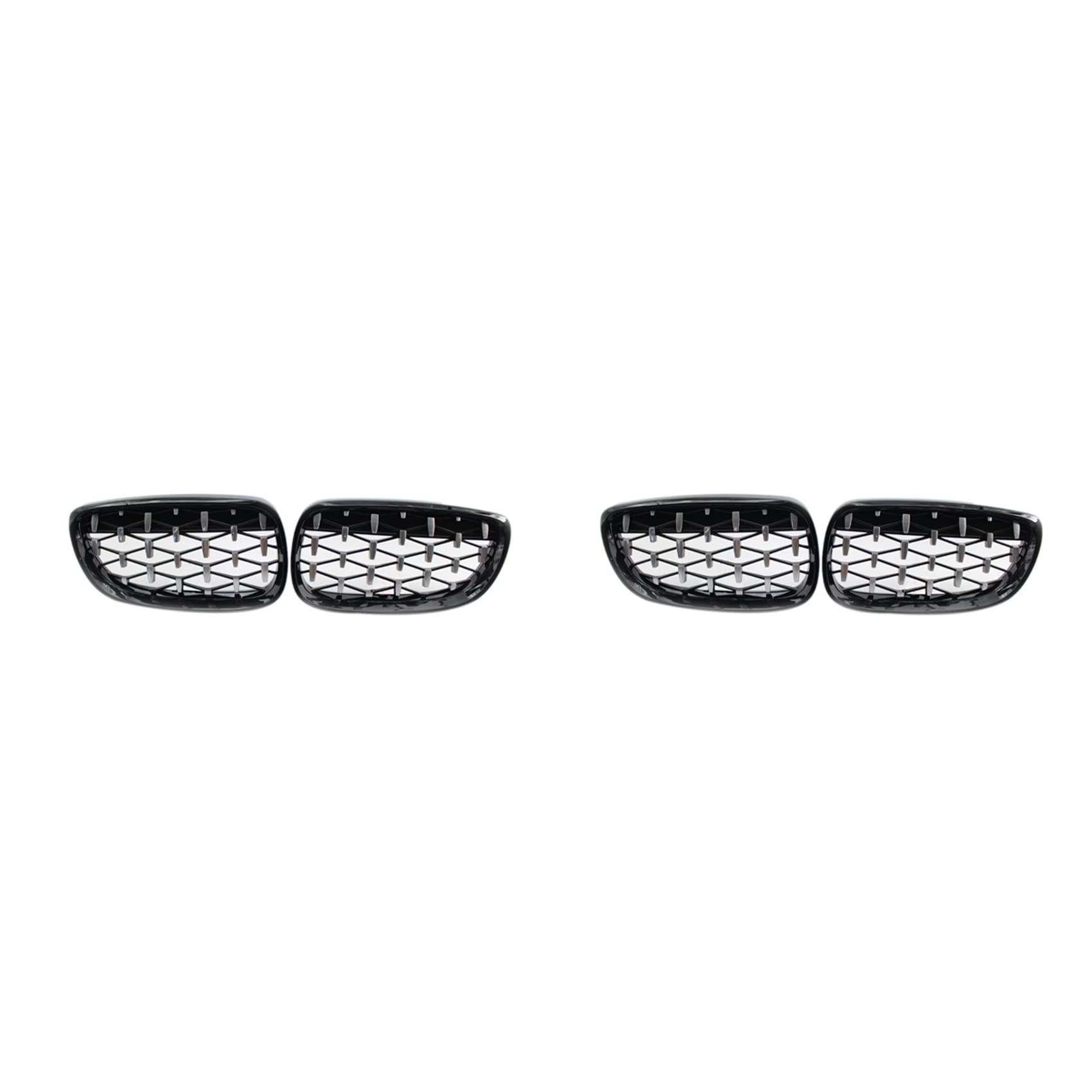 Adririv 4X Front Nieren Grill, Front Haube Diamant Grill Meteor Grill Für 3 Serie E92 E93 Coupé 2006-2010 Glanz Schwarz + Chrom von Adririv