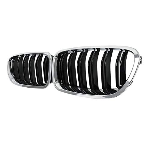 Adririv Auto Chrome + GläNzend Schwarz Dual Lamellen Front Nieren Gitter Grill für F10/ F11 M5 535I 550I 528I 4-TüR 2010-2017 von Adririv