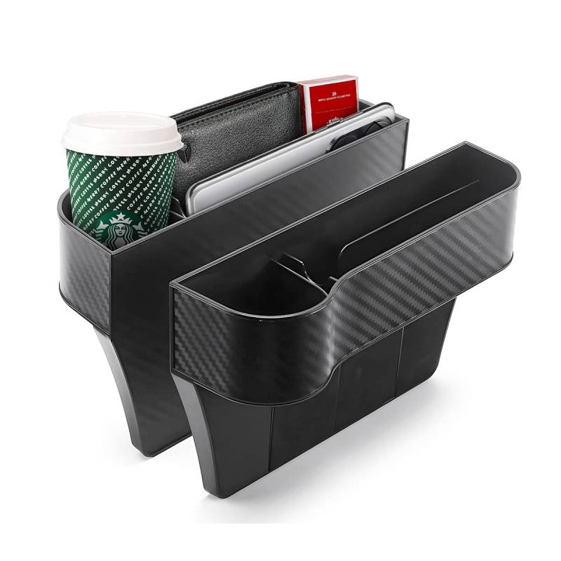 Adunsiaoto 2 Stück Autositz Gap Organizer Storage Box Auto Mittelkonsole, Aufbewahrungsbox für Autositze Lückenfüller, Autositztasche Autositz Side Gap(Schwarz) von Adunsiaoto