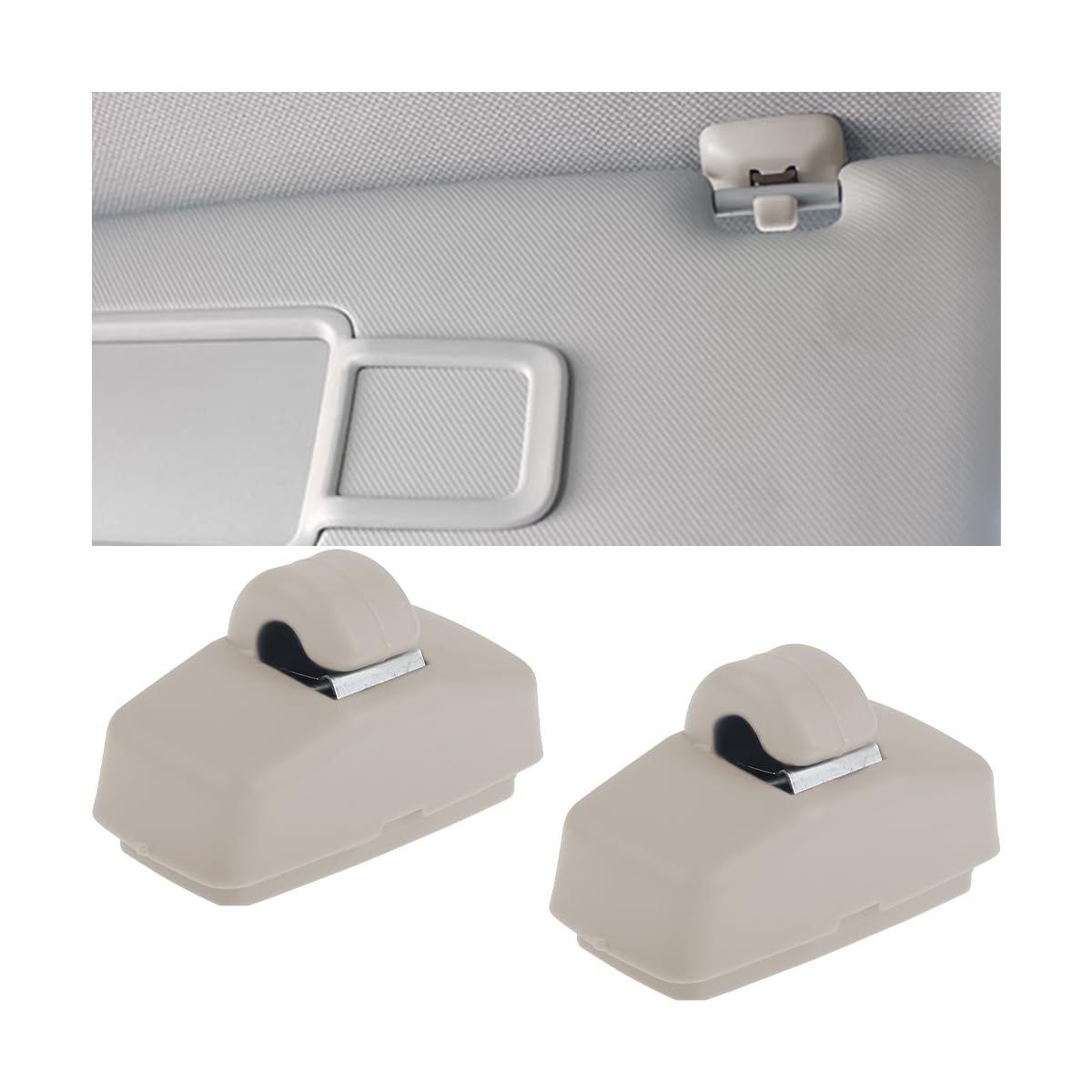 Adunsiaoto 2 Stück Sonnenblende Haken Clip, Auto Sonnenblende Clip, Auto Visier-Haken Halterung Aufhänger Ersatz, Nylon Autos Tissue Halter Haken 3B0857561B(Beige) von Adunsiaoto