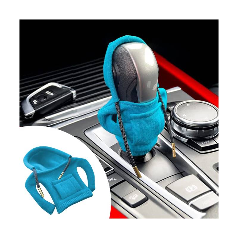 Adunsiaoto 2 Stück Universal Schaltknauf Hoodie Shifter, Lustige Hoodies Schaltknaufschutz für Auto, Verstellbarer Auto-Schalthebel-Hoodie, Autozubehör(Blau) von Adunsiaoto