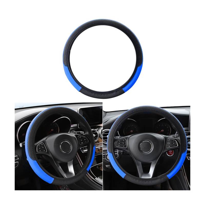 Adunsiaoto Anti-Rutsch Atmungsaktiv Lenkradschutz Innenzubehör Für Auto, Elastisches Band Ohne Innenring, Anti-Rutsch Elastic Band Lenkradabdeckung(Schwarz/Blau) von Adunsiaoto