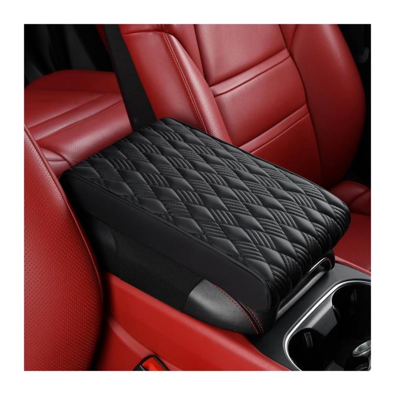 Adunsiaoto Auto Mittelkonsole Abdeckung Wasserdicht Mittelkonsole Pad, Leder Armlehne Box Zubehör Für Fahrzeuge, Armlehne Pad Ellenbogenstütze Für Auto(Schwarz) von Adunsiaoto