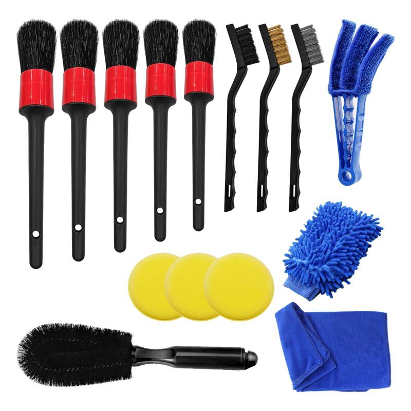 Adunsiaoto Auto Reinigungs Bürsten Set, Autos Reinigung Set Für Innen-Und-Außenraum, Autos Detail Pinsel Außenraum Autopflege, Felgenbürste Auto Detailing Sets, Universal-Auto-Reinigungsbürsten von Adunsiaoto