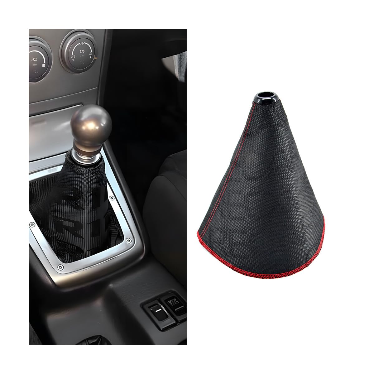 Adunsiaoto Auto Schaltknauf Kit Auto Schaltknauf, Auto Segeltuch Gear Shift Knob, Car Gear Shift Boot Lever Knob Cover, Schaltmanschette Ersatz Für Transporter, Schaltknauf Abdeckung(Schwarz) von Adunsiaoto