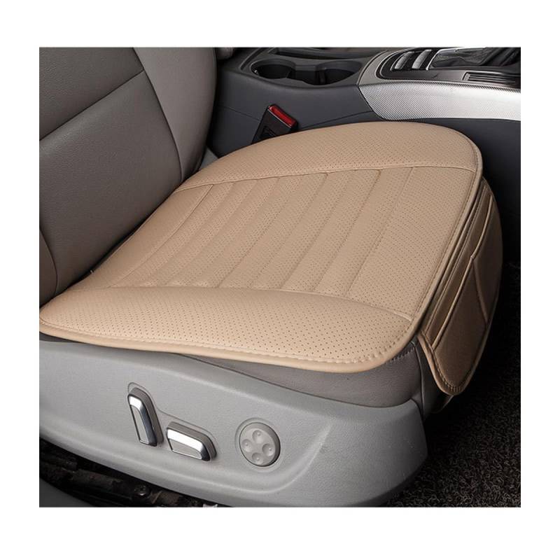 Adunsiaoto Auto Sitzkissen aus Leder, Sitzkissen Schonbezug aus atmungsaktiv PU Leder und Bambuskohle, Wasserdichter Auto Sitzkissen, für Meisten Autositze(Beige) von Adunsiaoto