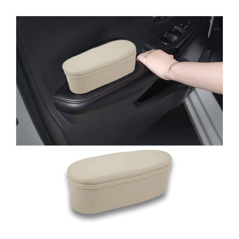 Adunsiaoto Autos Armlehne Linke Ellenbogenstütze Kissen, Auto Unterstützung Organizer Türgriff Ellenbogenpolster, Anti-MüDigkeit Auto Ellenbogenstütze(Beige) von Adunsiaoto