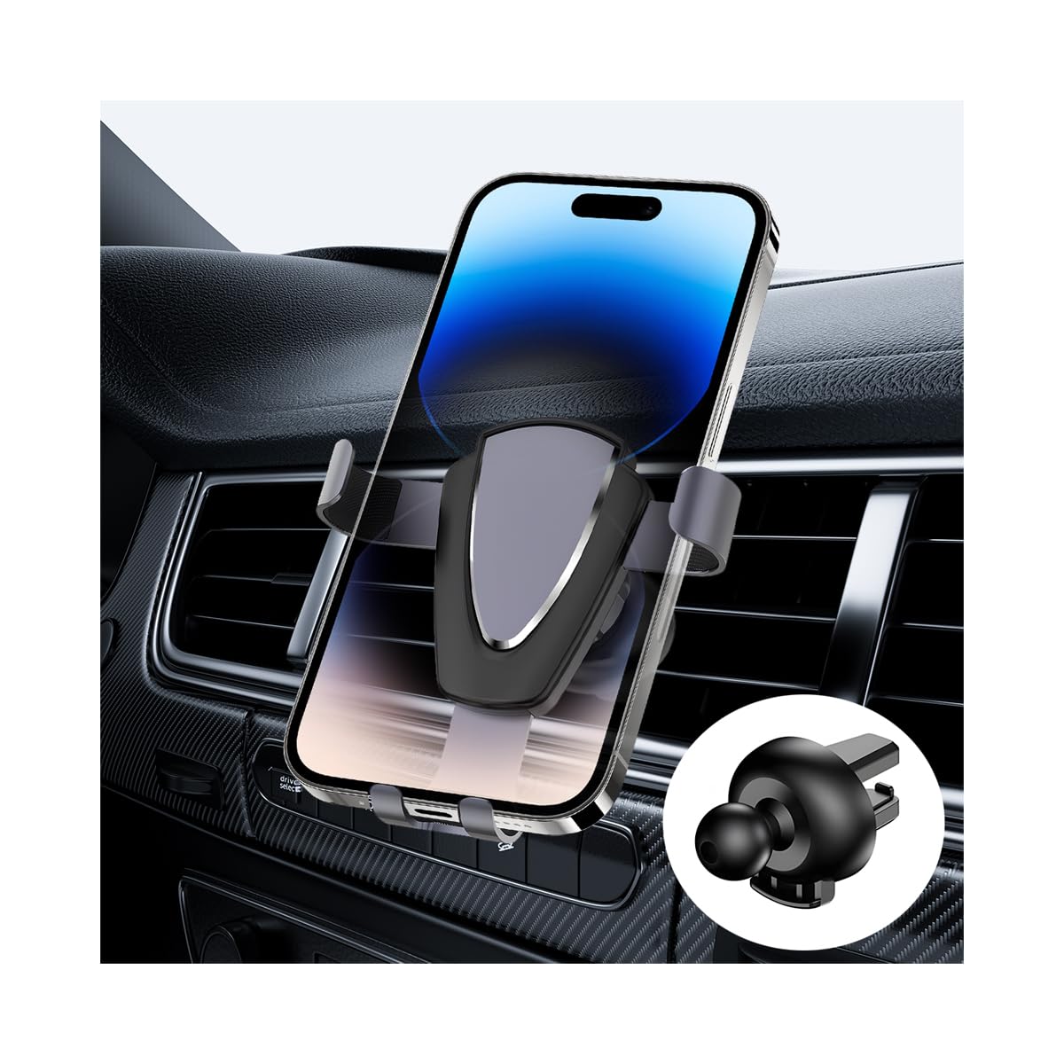 Adunsiaoto Handyhalterung Auto, Auto Telefonhalterung Air Vent, Handyhalterung Auto Rutschfester Kfz Handyhalter, Verstellbarer 360° Drehbar Einstellbare Ständer Kfz Handy Halterung(Gunmetal Grau) von Adunsiaoto