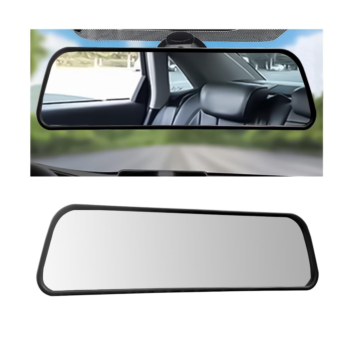 Adunsiaoto Innenspiegel Auto Mit Weiß Flacher Glas Large Vision, Auto-Rückspiegel Weitwinke Saugnapf, Universal Innenspiegel Für Auto Suv, Universal Auto-Panorama Rückspiegel weitwinkel(60x240mm) von Adunsiaoto