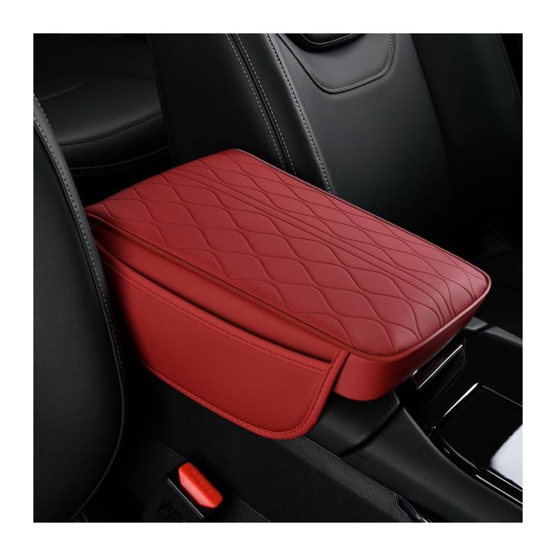 Adunsiaoto Universal Auto Armlehnenerhöhung, Automobile Armlehne Kissen Memory Foam Mittelkonsole Abdeckung, Leder Armlehne Kasten Zubehör Für Fahrzeuge(Rot) von Adunsiaoto