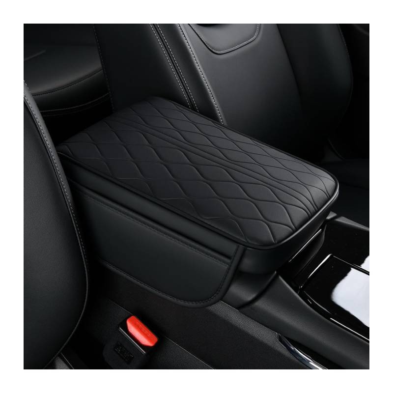 Adunsiaoto Universal Auto Armlehnenerhöhung, Automobile Armlehne Kissen Memory Foam Mittelkonsole Abdeckung, Leder Armlehne Kasten Zubehör Für Fahrzeuge(Schwarz) von Adunsiaoto