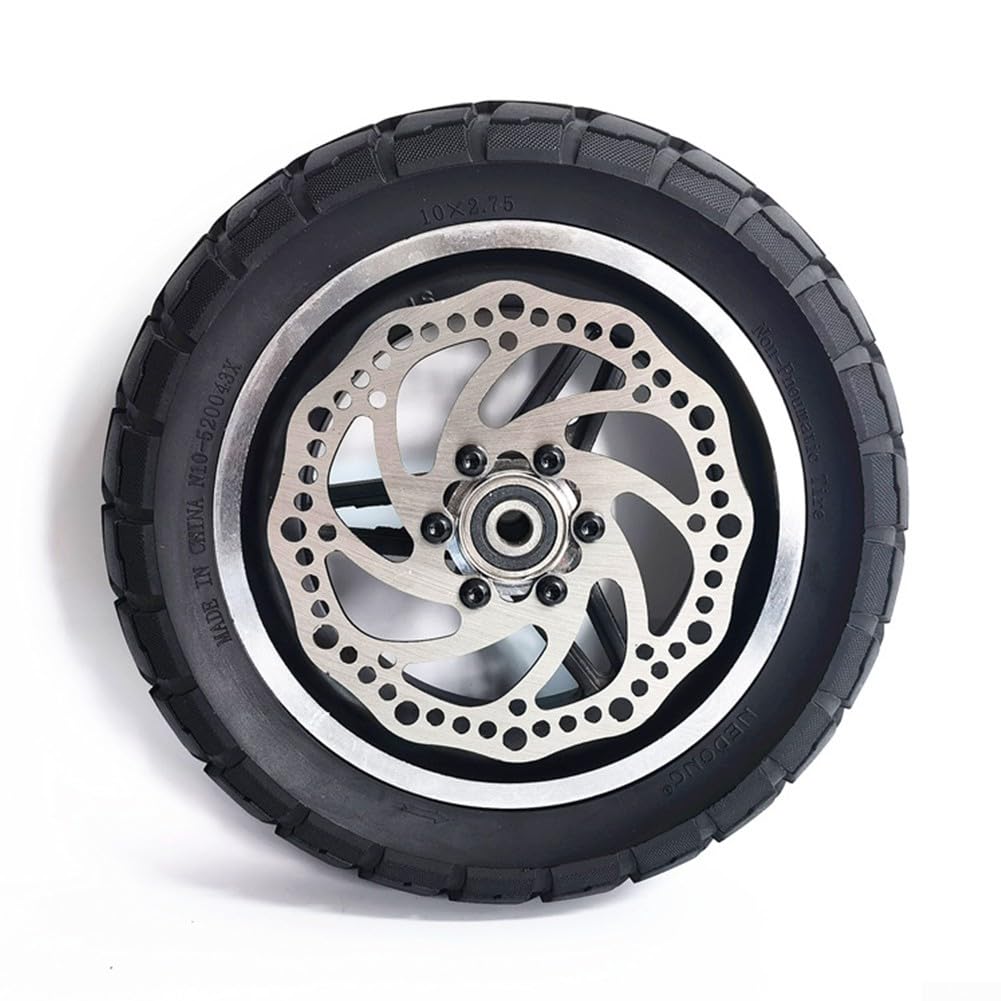 Advokingtap 25,4 cm (10 x 2,70 - 6,5 Zoll) Vollrad 70/65-6,5 Vollrad mit oder ohne Scheibe für E-Scooter, Elektroroller, Vorderrad, Ersatzgummirad (Reifen + Scheibenbremsen) von Advokingtap