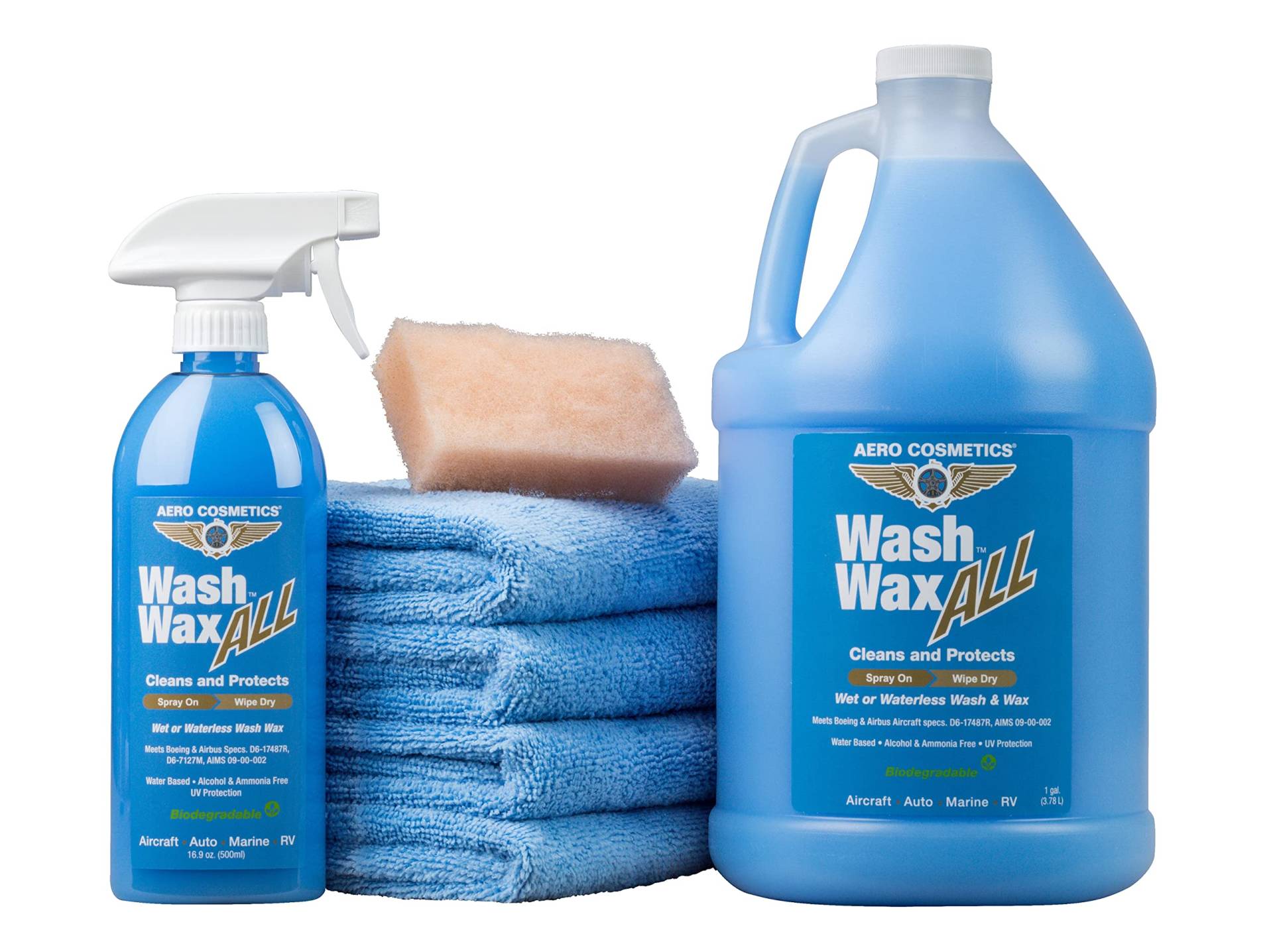 Wasserloses Wash Wax-Set in Flugzeugqualität für Ihr Auto, Wohnmobil, Boot, Motorrad. Das beste Waschwachs. Überall, jederzeit, zu Hause, im Büro, in der Schule, im Parkhaus, auf Parkplätzen. von Aero Cosmetics