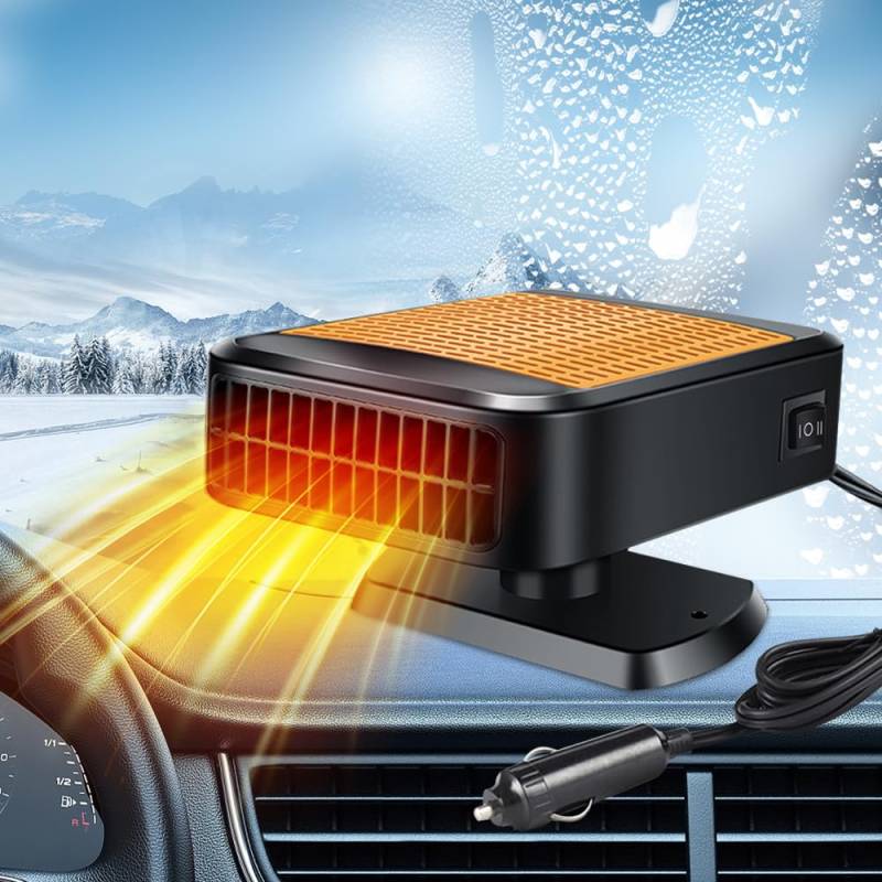 Afenau Auto Heizung, 2 in 1 Auto Heizlüfter mit 360 Grad Drehung, Langlebig Heizlüfter Auto 12V Zigarettenanzünder, Tragbare Auto Heizluefter, 200W Anti-beschlag Auto-heizung für Auftauheizung(Orange) von Afenau