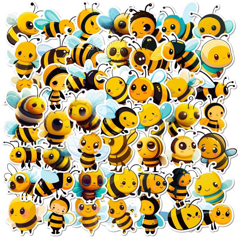 Bienen Aufkleber für Laptop (50 PCS),Geschenk für Kinder Jugendliche Erwachsene Jungen,Bienen Stickers Wasserdicht Vinyl Aufkleber für Scrapbook,Skateboard,Auto,Gepäck von Affoto