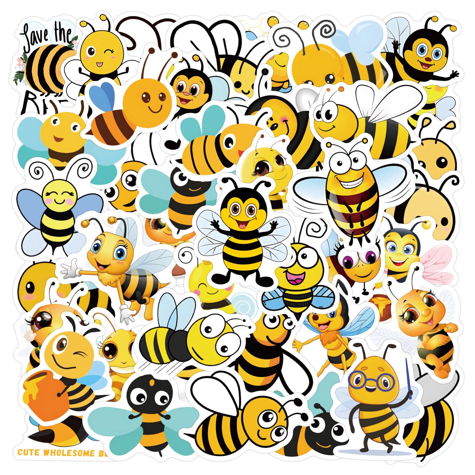 Bienen Aufkleber für Laptop (60 PCS),Geschenk für Kinder Jugendliche Erwachsene Jungen,Bienen Stickers Wasserdicht Vinyl Aufkleber für Scrapbook,Skateboard,Auto,Gepäck von Affoto