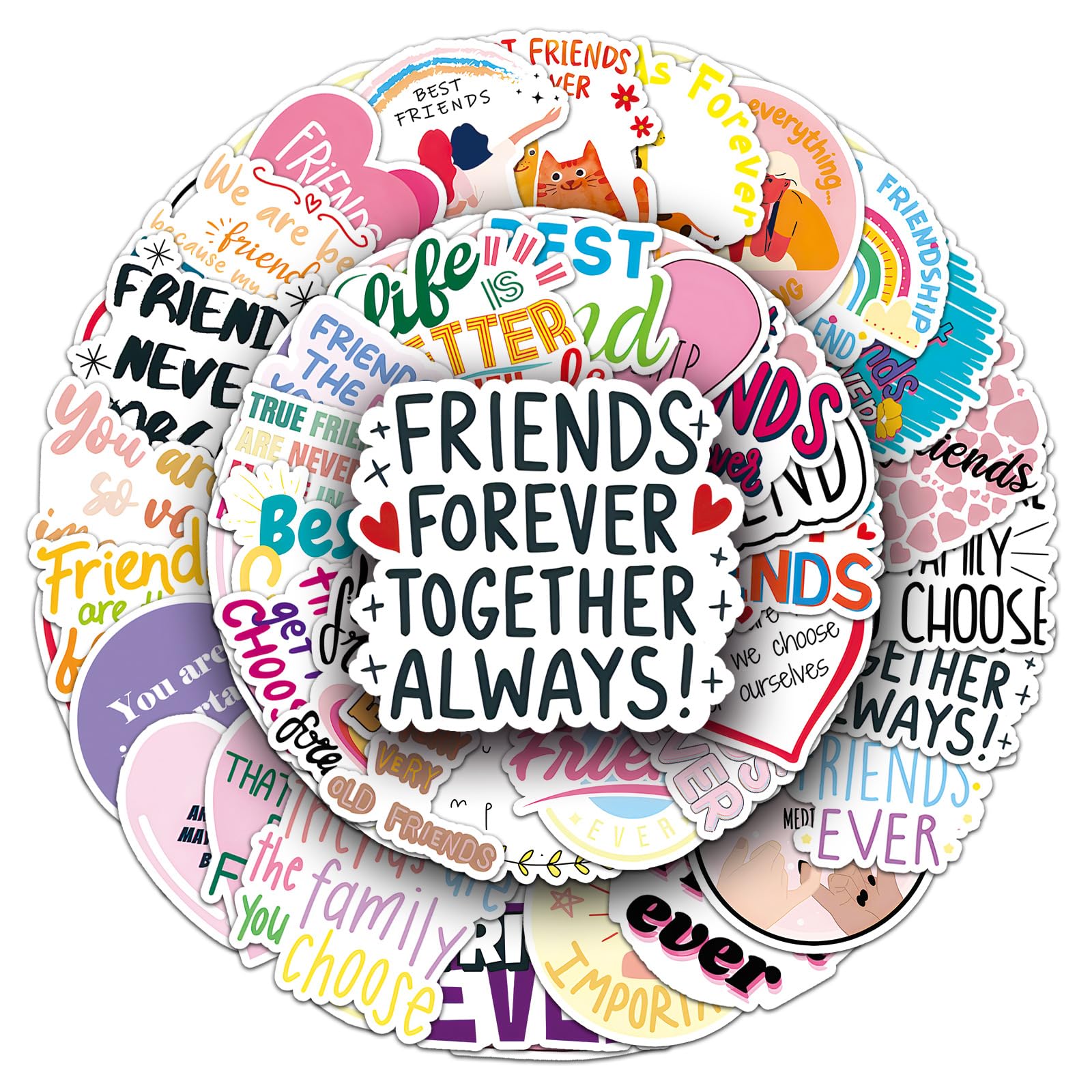 Freundschaft Aufkleber für Laptop(50PCS),Geschenk für Kinder Jugendliche Erwachsene Jungen,Friendship Wasserdicht Vinyl Aufkleber Stickers für Scrapbook,Skateboard,Auto,Gepäck von Affoto