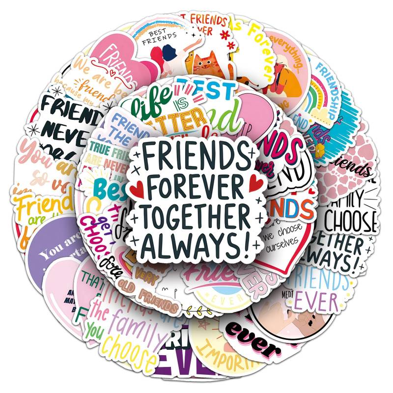 Freundschaft Aufkleber für Laptop(50PCS),Geschenk für Kinder Jugendliche Erwachsene Jungen,Friendship Wasserdicht Vinyl Aufkleber Stickers für Scrapbook,Skateboard,Auto,Gepäck von Affoto