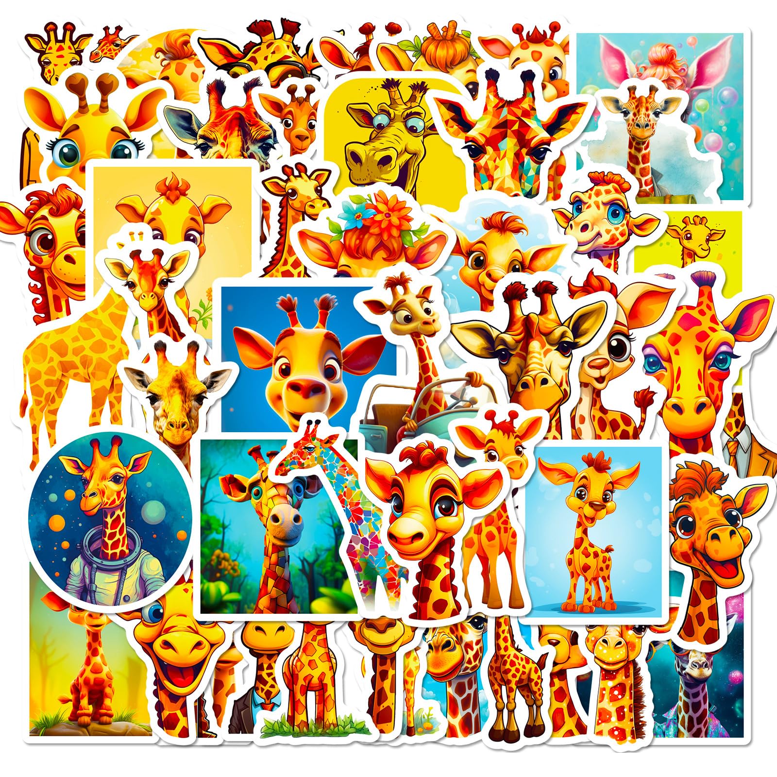 Giraffen Aufkleber für Laptop (50 PCS),Geschenk für Kinder Jugendliche Erwachsene Jungen,Giraffen Stickers Wasserdicht Vinyl Aufkleber für Scrapbook,Skateboard,Auto,Gepäck von Affoto