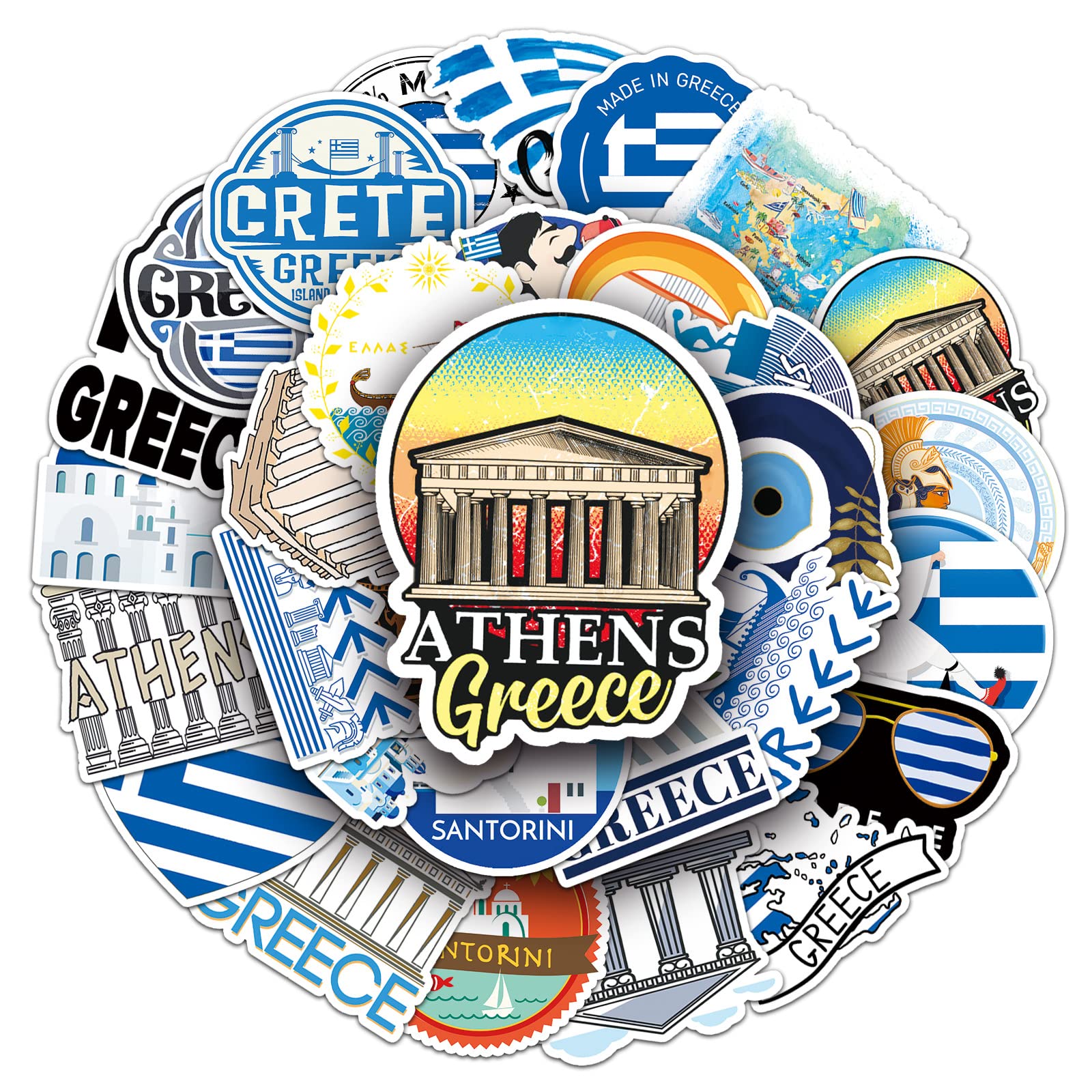 Greece Aufkleber für Laptop (50 PCS),Geschenk für Kinder Jugendliche Erwachsene Jungen,Greece Stickers Wasserdicht Vinyl Aufkleber für Scrapbook,Skateboard,Auto,Gepäck von Affoto