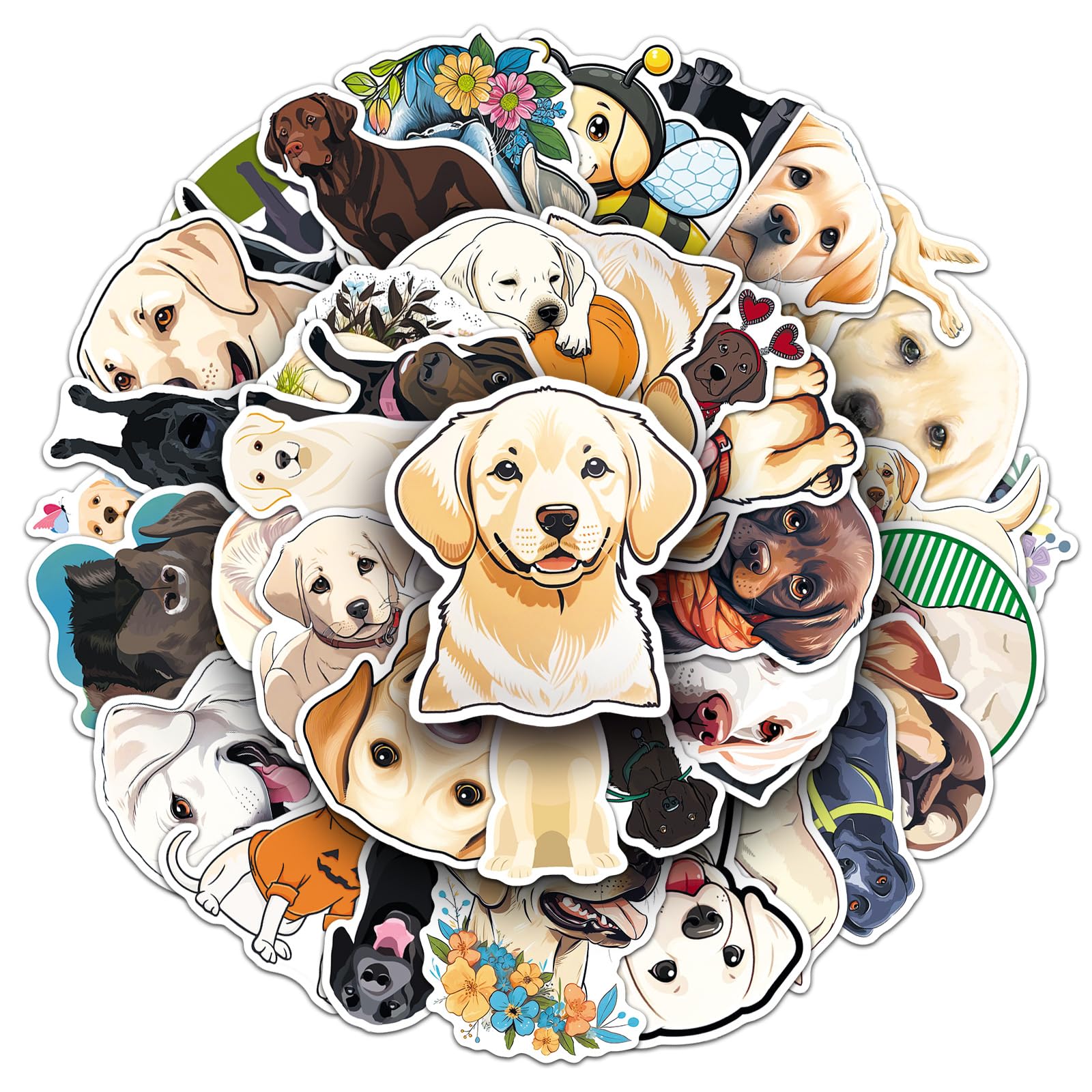 Labrador Aufkleber für Laptop(50PCS),Geschenk für Kinder Jugendliche Erwachsene Jungen,Labrador Wasserdicht Vinyl Aufkleber Stickers für Scrapbook,Skateboard,Auto,Gepäck von Affoto