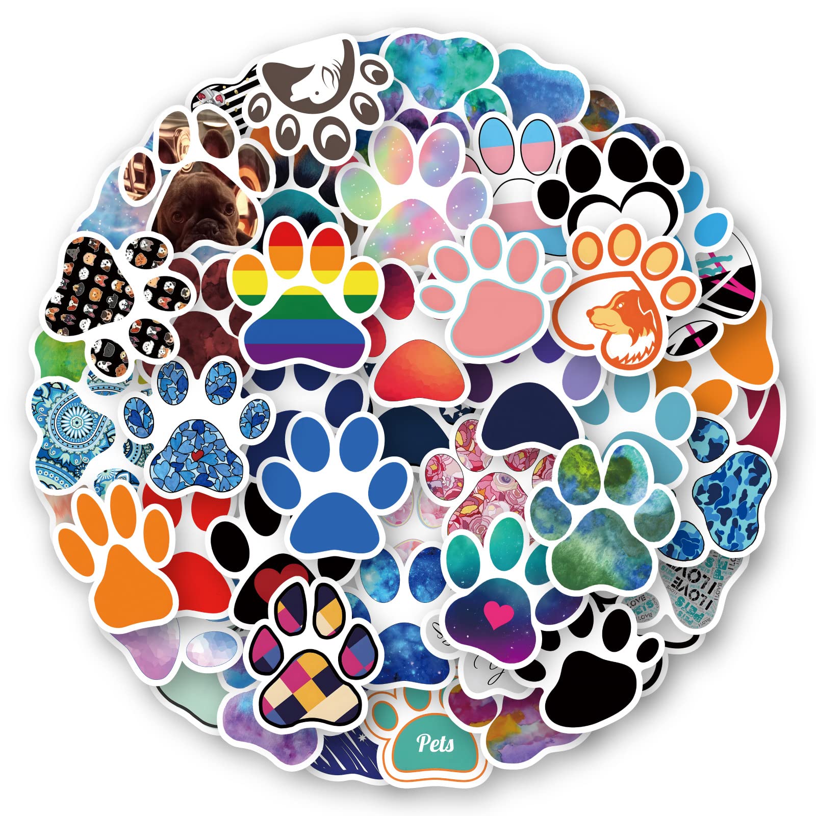 Paw Print Aufkleber für Laptop (50 PCS),Geschenk für Kinder Jugendliche Erwachsene Jungen,Pfotenabdruck Stickers Wasserdicht Vinyl Aufkleber für Scrapbook,Skateboard,Auto,Gepäck von Affoto