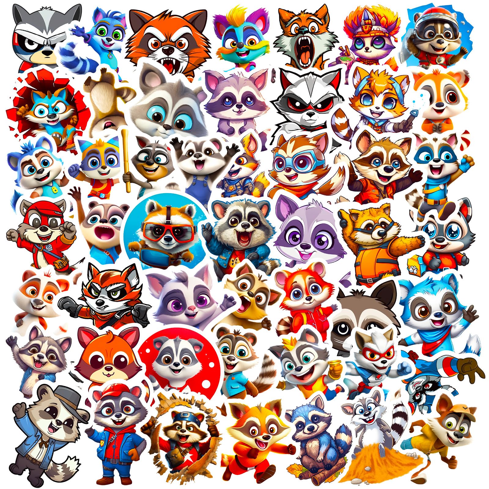 Raccoon Aufkleber für Laptop (50 PCS),Geschenk für Kinder Jugendliche Erwachsene Jungen,Raccoon Stickers Wasserdicht Vinyl Aufkleber für Scrapbook,Skateboard,Auto,Gepäck von Affoto