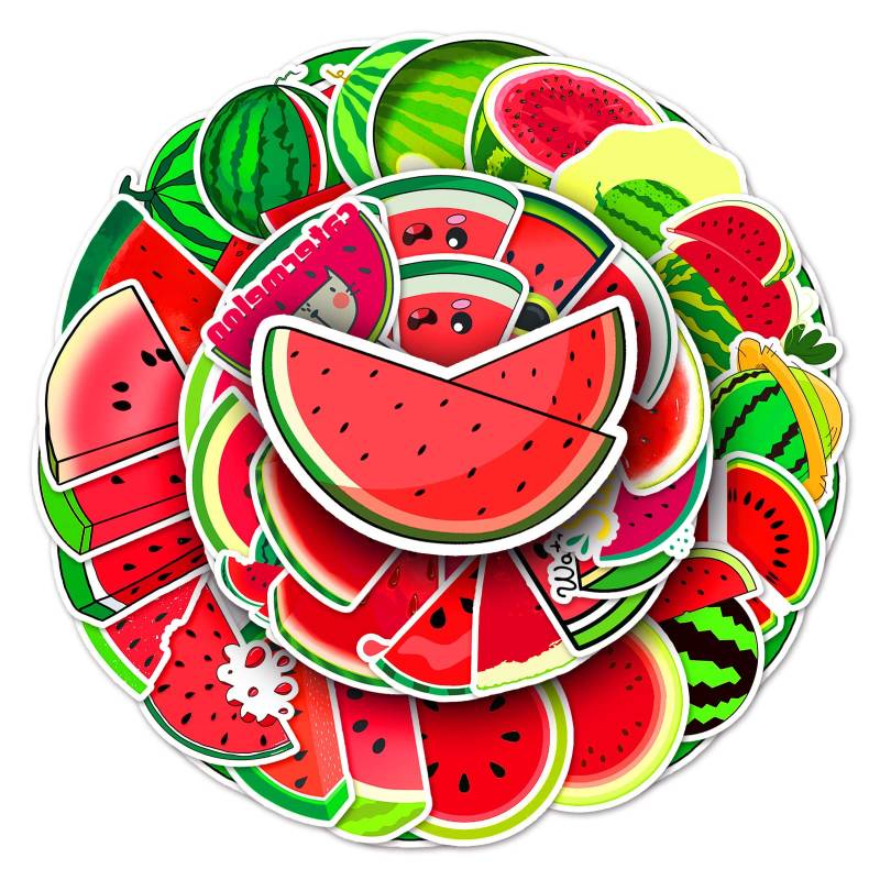 Wassermelone Aufkleber für Laptop(50 PCS),Geschenk für Kinder Jugendliche Erwachsene Jungen,Watermelon Stickers Wasserdicht Vinyl Aufkleber für Scrapbook,Skateboard,Auto,Gepäck von Affoto