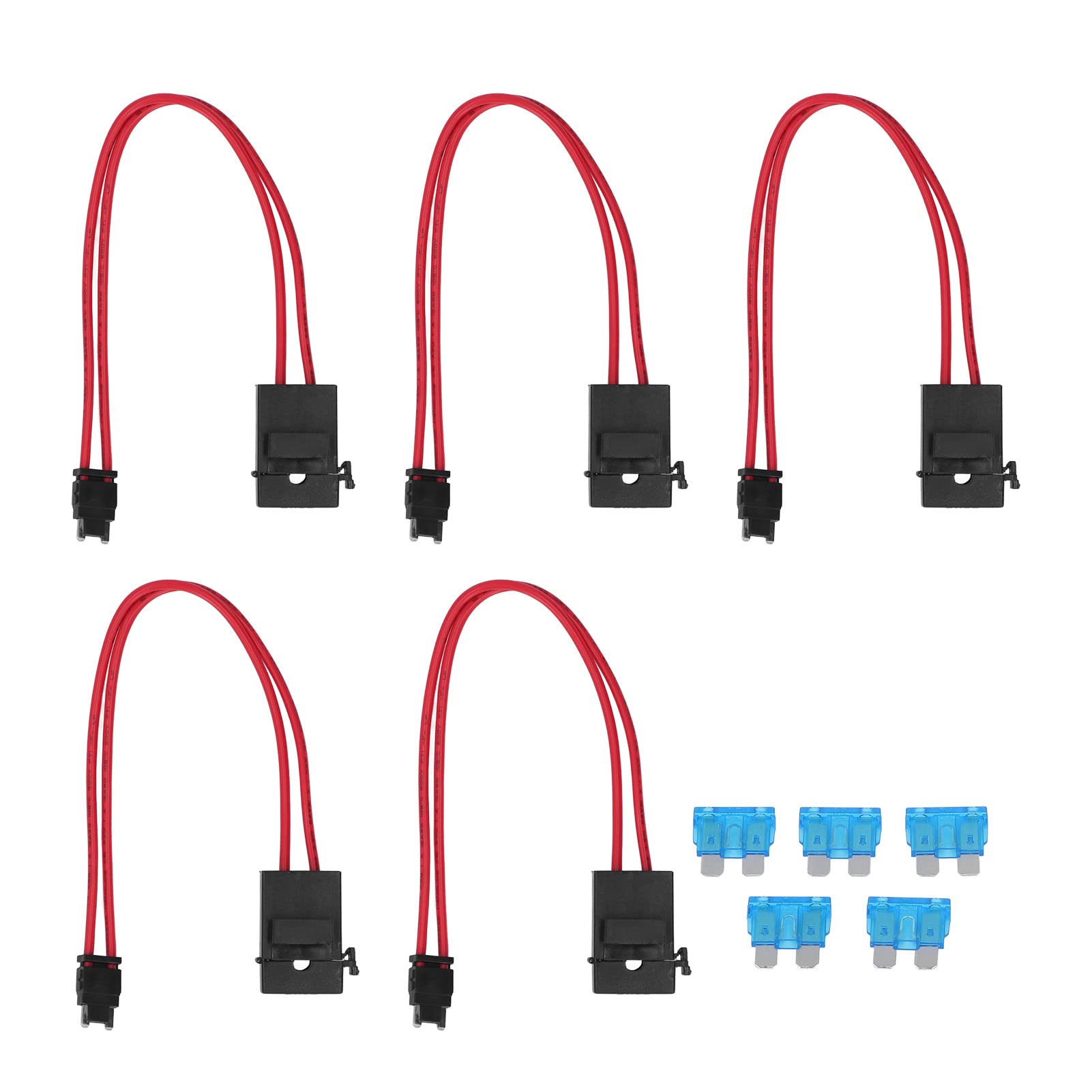 Auto-Sicherungshalter-Anschluss, 5 Stück, Mini-Hochleistungs-Kabelverlängerung Für Fahrzeug-Geldautomaten, 20 A, 16 AWG Mit 5 Sicherungen(ACD10.9MM) von Agatige