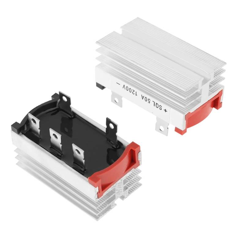 Brückengleichrichter, 2 Stück 50 Ampere 1200 V Aluminium-Brückengleichrichter 3-Phasen-Diode für Stromversorgungssysteme, Wechselrichter, Schweißgeräteanwendungen von Agatige